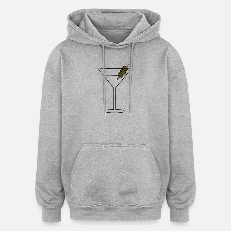 Silhouette de Martini en brochette d’olive - Sweat à capuche oversize unisexe - gris chiné
