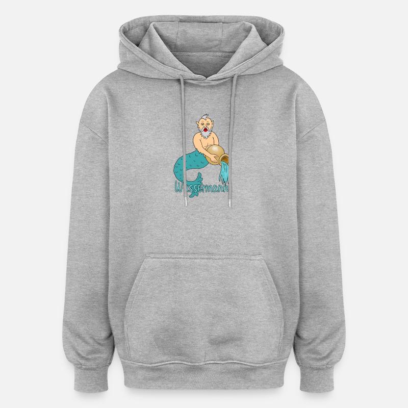 Signe du zodiaque Verseau - Sweat à capuche oversize unisexe - gris chiné