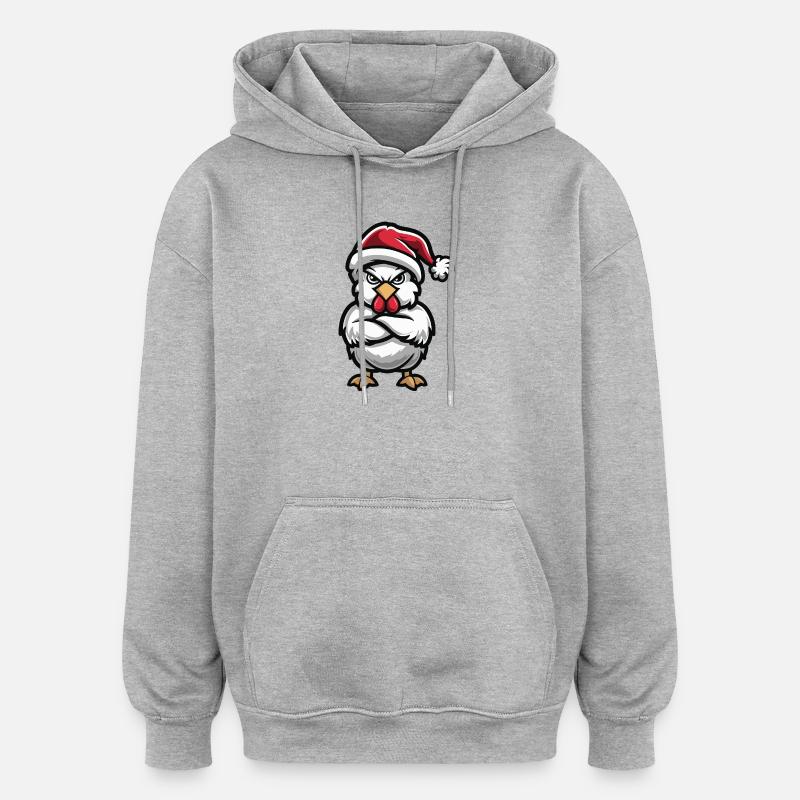 Poulet de Noël - Sweat à capuche oversize unisexe - gris chiné