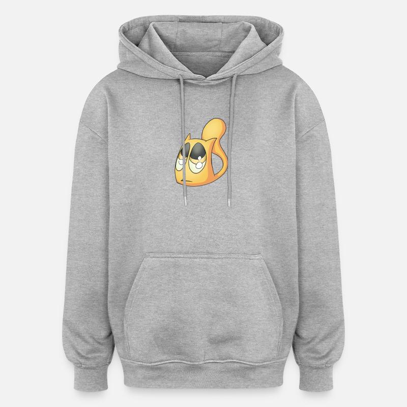 Chat triste - Sweat à capuche oversize unisexe - gris chiné