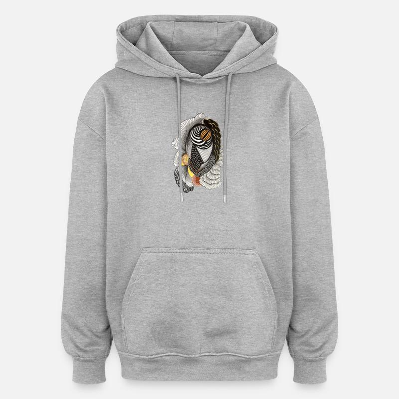 Geometric line drawing with scale pattern - Oversized Unisex Hoodie - heather grey