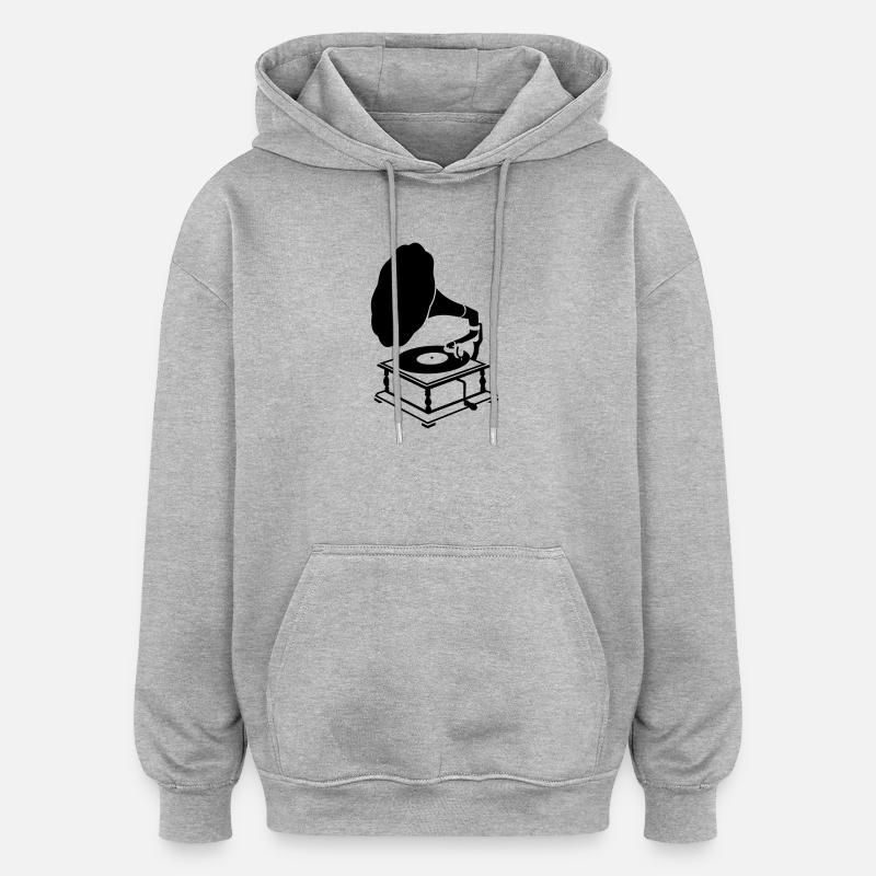 Gramophone - Sweat à capuche oversize unisexe - gris chiné