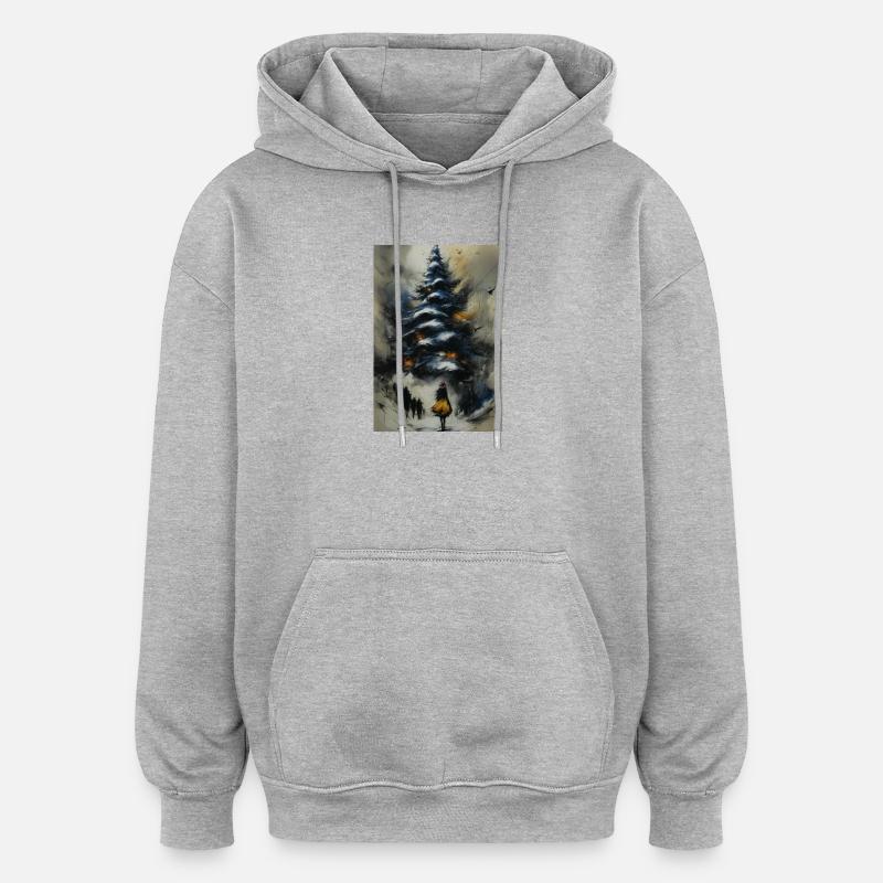 Winter path under the tree - Oversized Unisex Hoodie - heather grey