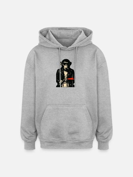 Chimp Rebel Drummer - Oversized Unisex Hoodie - heather grey