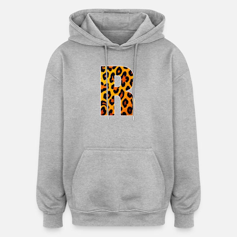 Leopard_Buchstabenmuster_ _R - Oversized Unisex Hoodie - heather grey