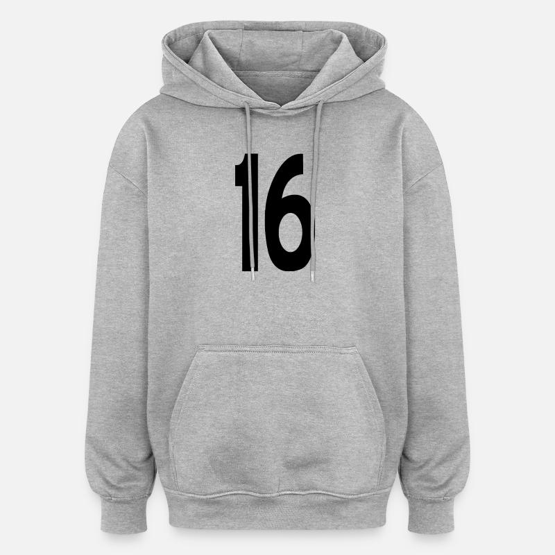 Six Seize Numéro 16 - Sweat à capuche oversize unisexe - gris chiné