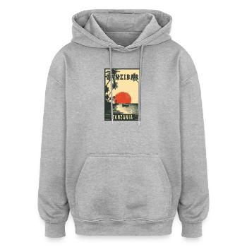 Découvrez le Zanzibar tropical en Tanzanie - Sweat à capuche oversize unisexe - gris chiné - Devant - Noah (186cm)