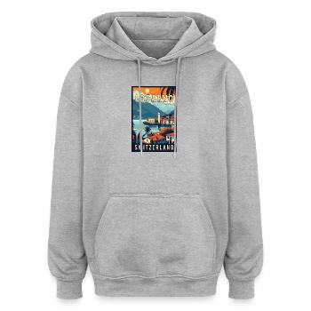 Tranquility in Locarno - Switzerland - Oversized Unisex Hoodie - heather grey - Front - Noah (186cm)