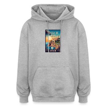 Discover Captivating Tossa de Mar in Spain - Oversized Unisex Hoodie - heather grey - Front - Noah (186cm)