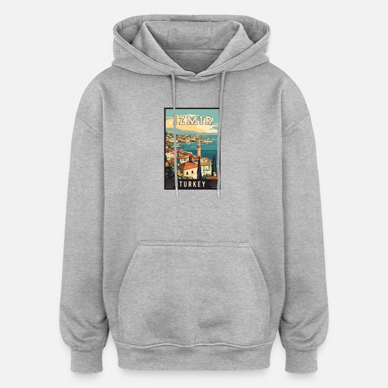 Découvrez la beauté d’Izmir en Turquie - Sweat à capuche oversize unisexe - gris chiné