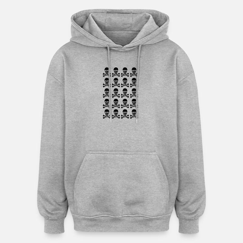 Motif de crânes pixelisés - Sweat à capuche oversize unisexe - gris chiné