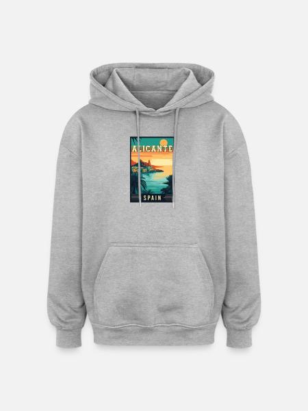 Experience Mediterranean Charm of Alicante Spain - Oversized Unisex Hoodie - heather grey