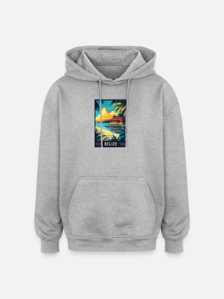 Explore Tropical Paradise of Belize - Oversized Unisex Hoodie - heather grey