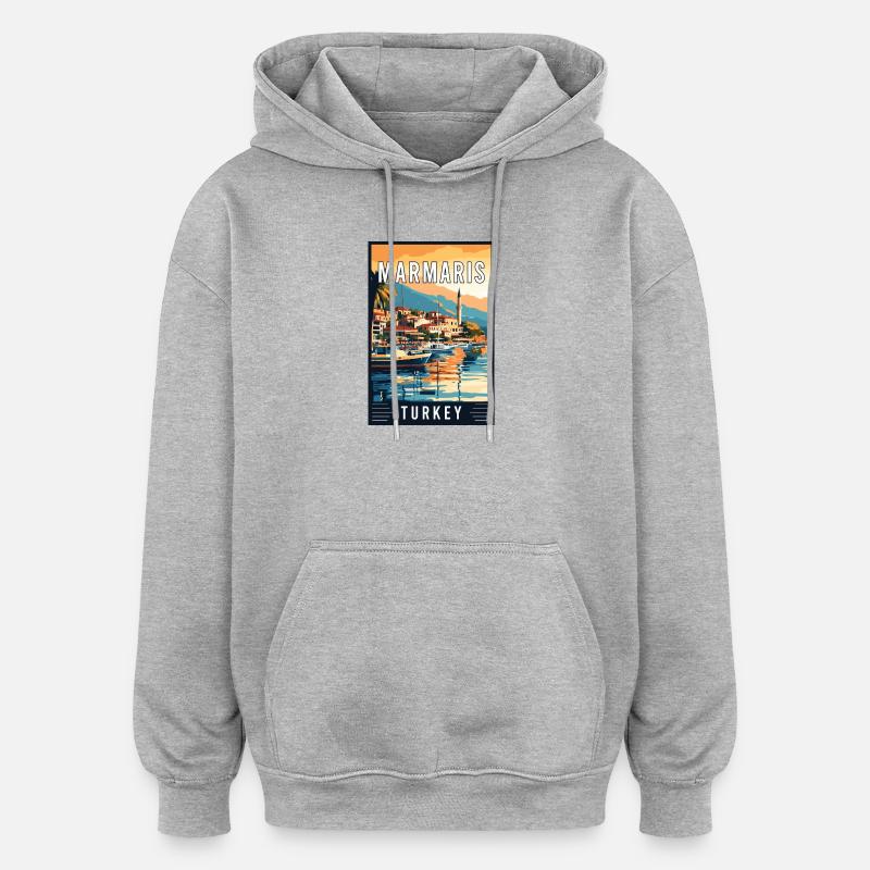 Découvrez des marmaris enchanteurs en Turquie - Sweat à capuche oversize unisexe - gris chiné