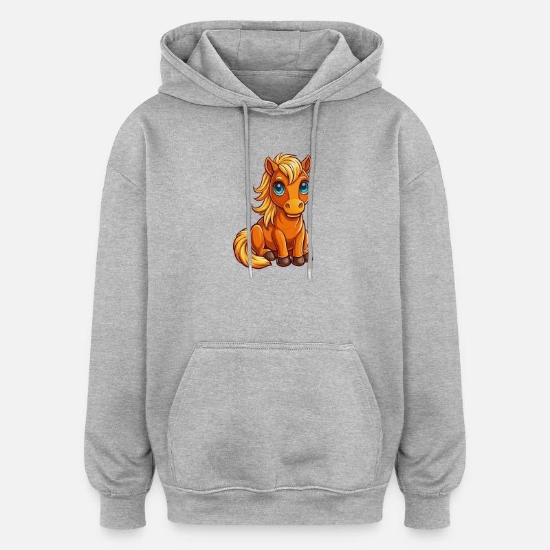Süßes Pferdesitzen - Oversized Unisex Hoodie - Grau meliert