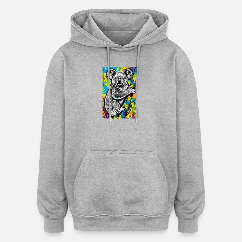 Koala - Sweat à capuche oversize unisexe - gris chiné