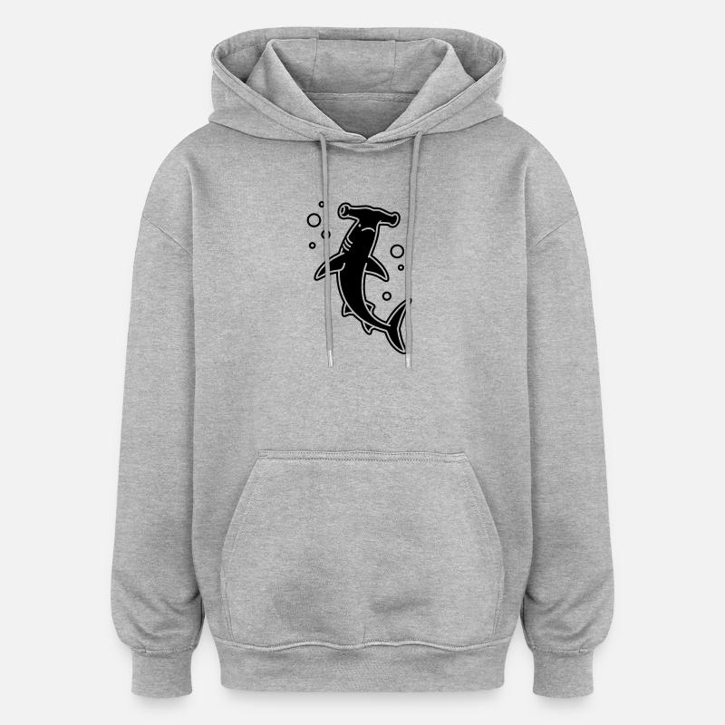 Requin-marteau - Sweat à capuche oversize unisexe - gris chiné