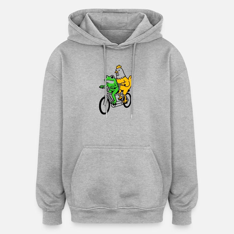 Vélo tandem - Sweat à capuche oversize unisexe - gris chiné