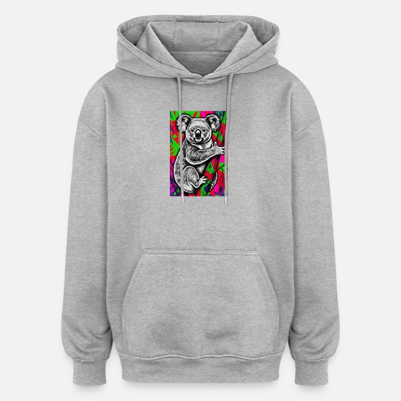 Koala - Sweat à capuche oversize unisexe - gris chiné