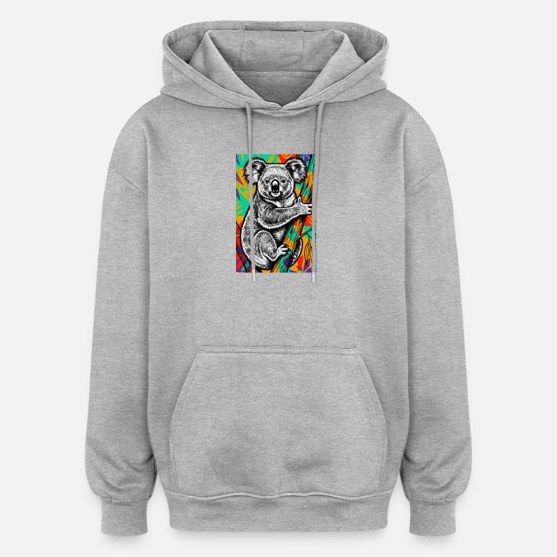 Koala - Sweat à capuche oversize unisexe - gris chiné