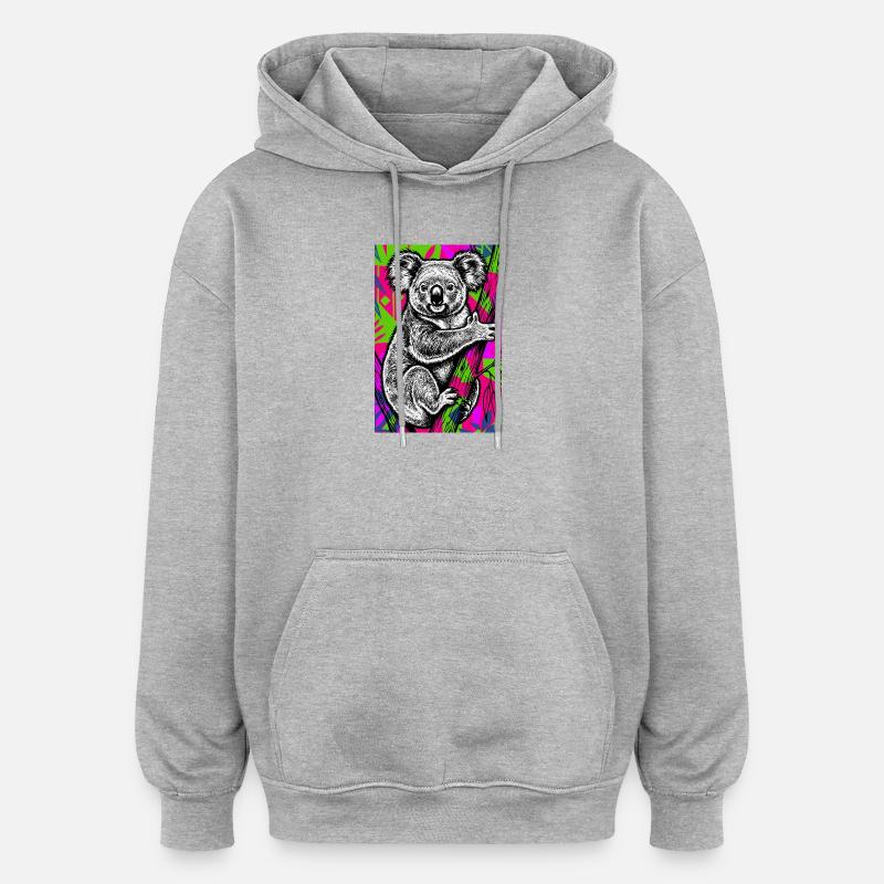 Koala - Sweat à capuche oversize unisexe - gris chiné