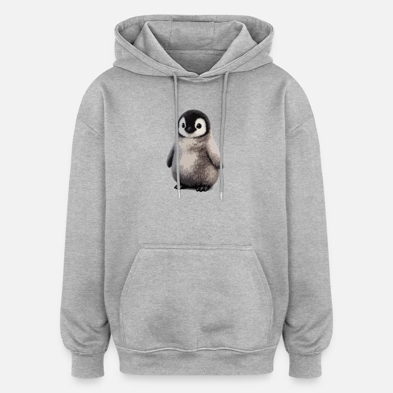 Illustration du poussin de pingouin doux - Sweat à capuche oversize unisexe - gris chiné