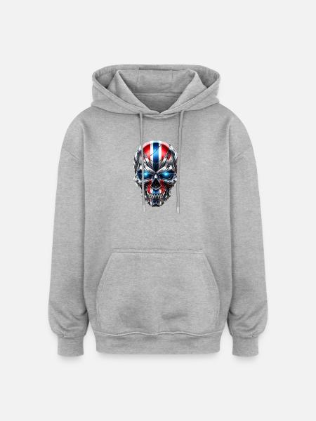 Cyber Totenschädel Flaggenfarben - Oversized Unisex Hoodie - Grau meliert