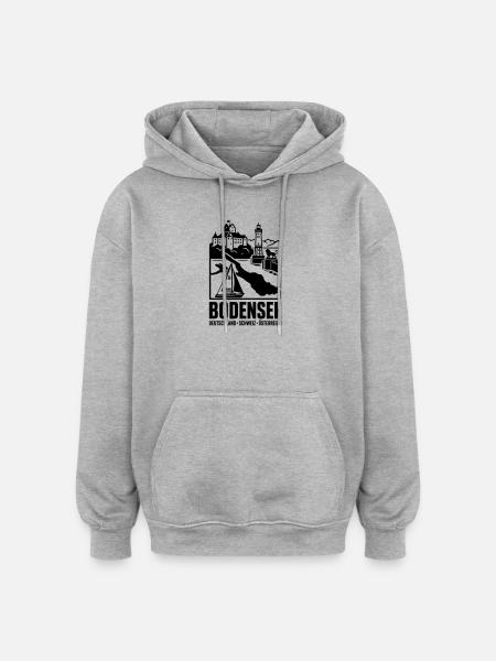 Bodensee Silhouette Wahrzeichen - Oversized Unisex Hoodie - Grau meliert