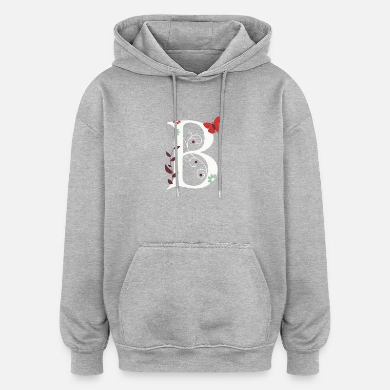 Buchstabe B Monogramm Retro - Oversized Unisex Hoodie - Grau meliert