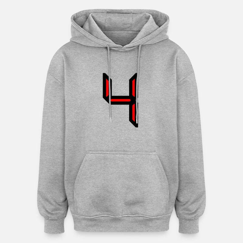 4,4 ANS,4e ANNIVERSAIRE,ANNIVERSAIRE 4 ANS,4 - Sweat à capuche oversize unisexe - gris chiné