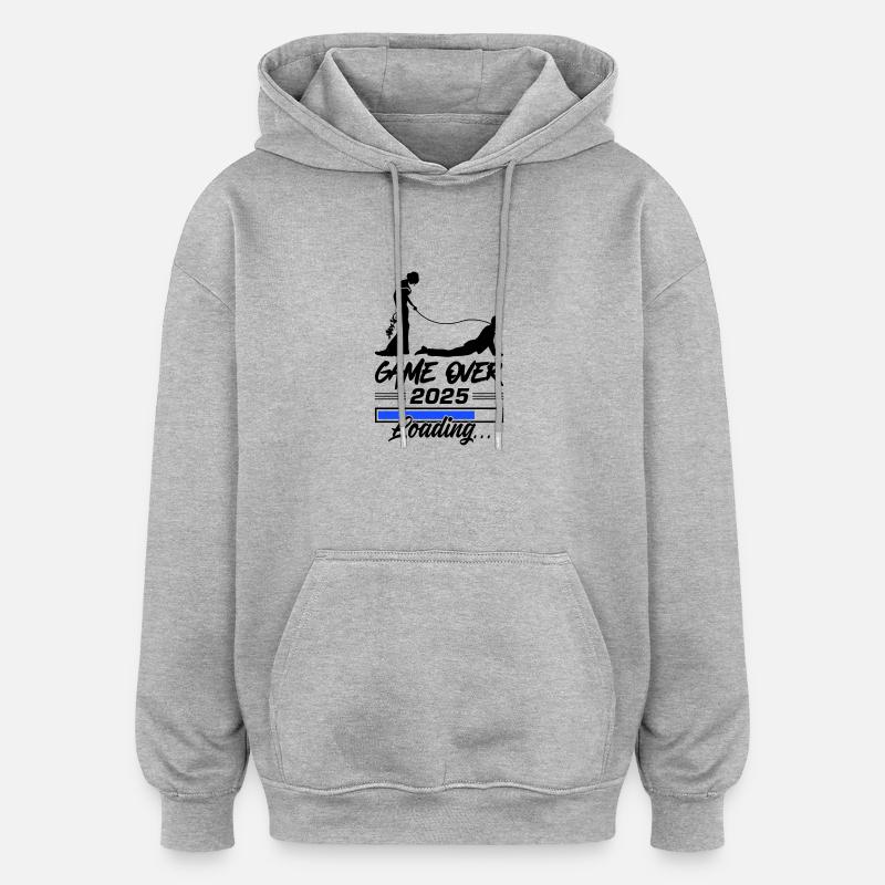 Wedding Loading 2025 Game Over - Oversized Unisex Hoodie - heather grey
