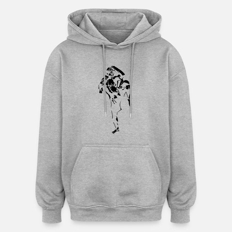 Muay-Thai-Tj5 - Oversized Unisex Hoodie - Grau meliert