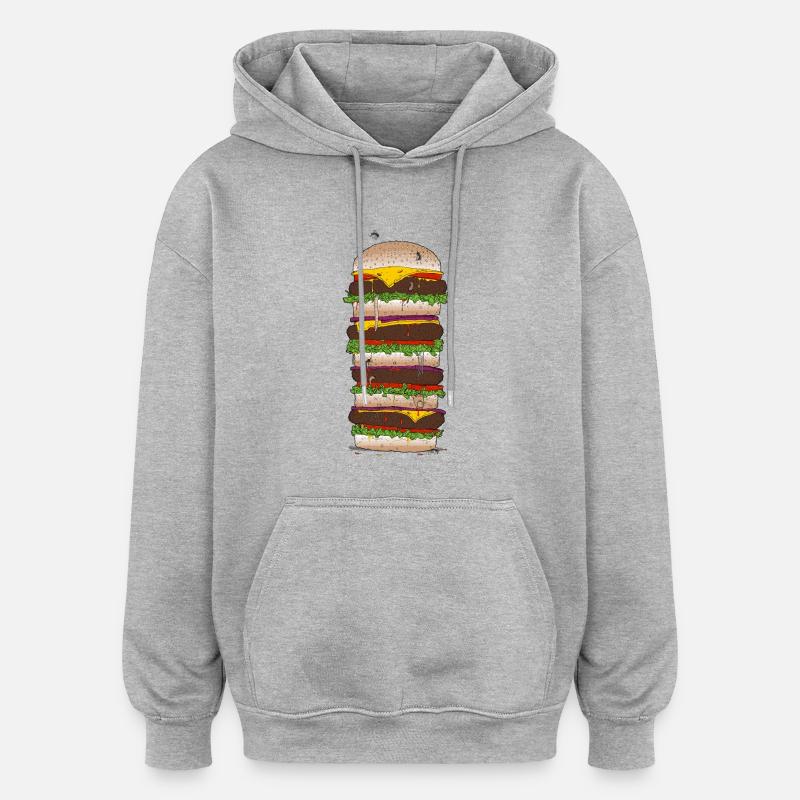 Giant Burger - Sweat à capuche oversize unisexe - gris chiné