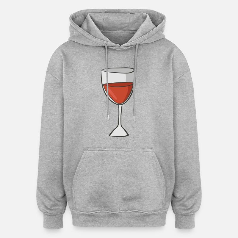 vin rouge - Sweat à capuche oversize unisexe - gris chiné