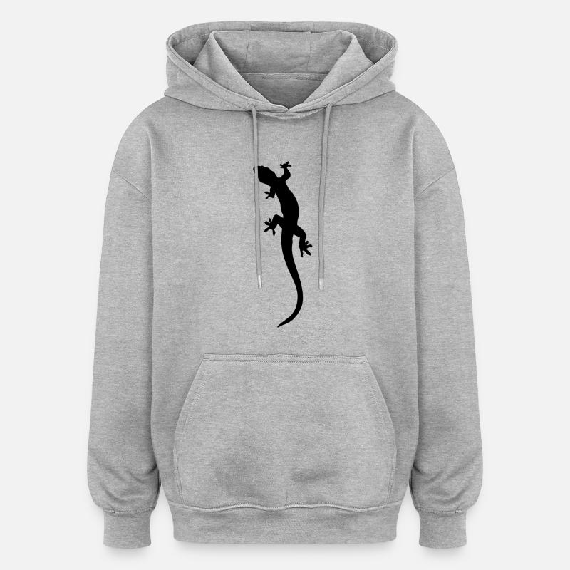 lézard - Sweat à capuche oversize unisexe - gris chiné