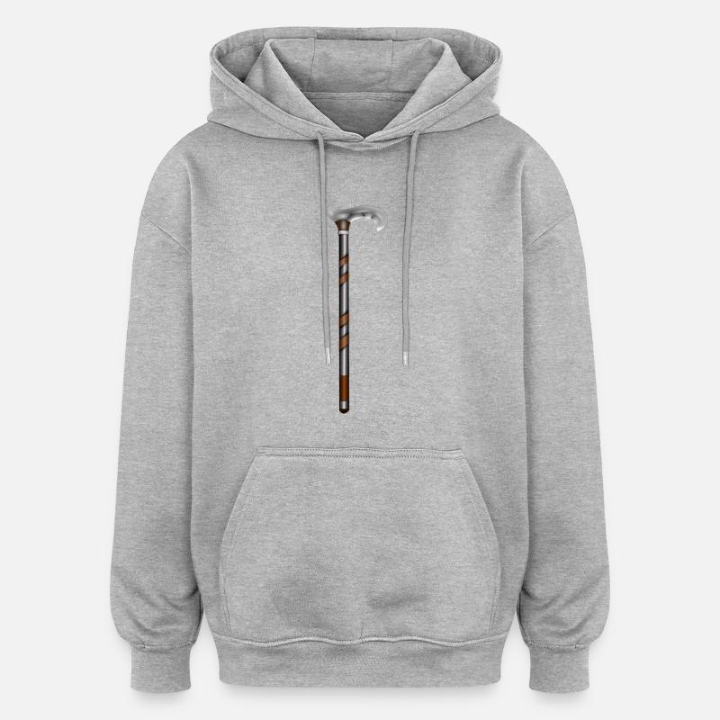 bâton de marche - Sweat à capuche oversize unisexe - gris chiné