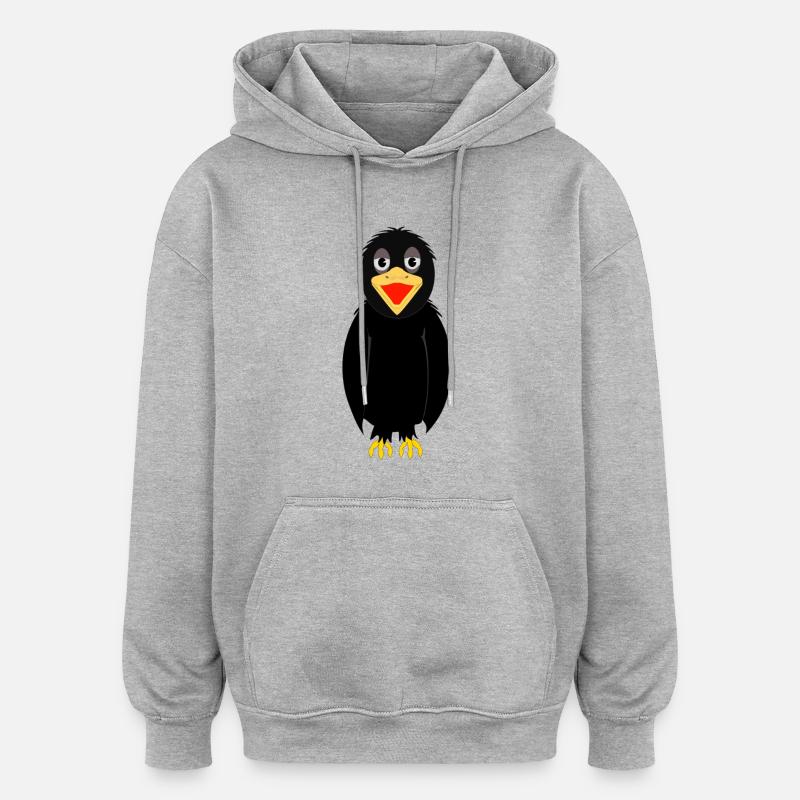 corbeau - Sweat à capuche oversize unisexe - gris chiné