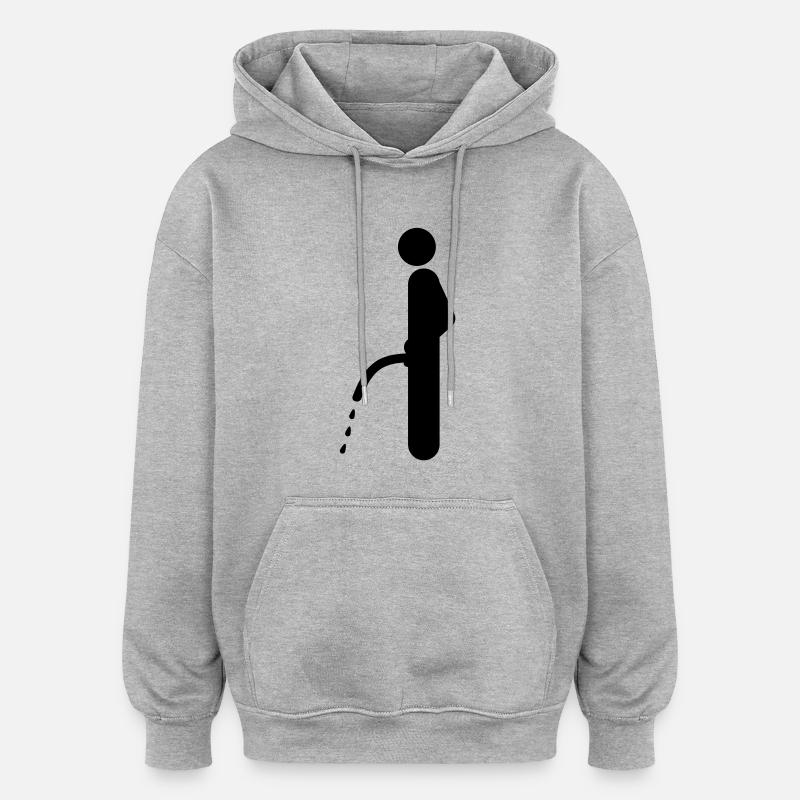 wc pimmel pisser - Sweat à capuche oversize unisexe - gris chiné