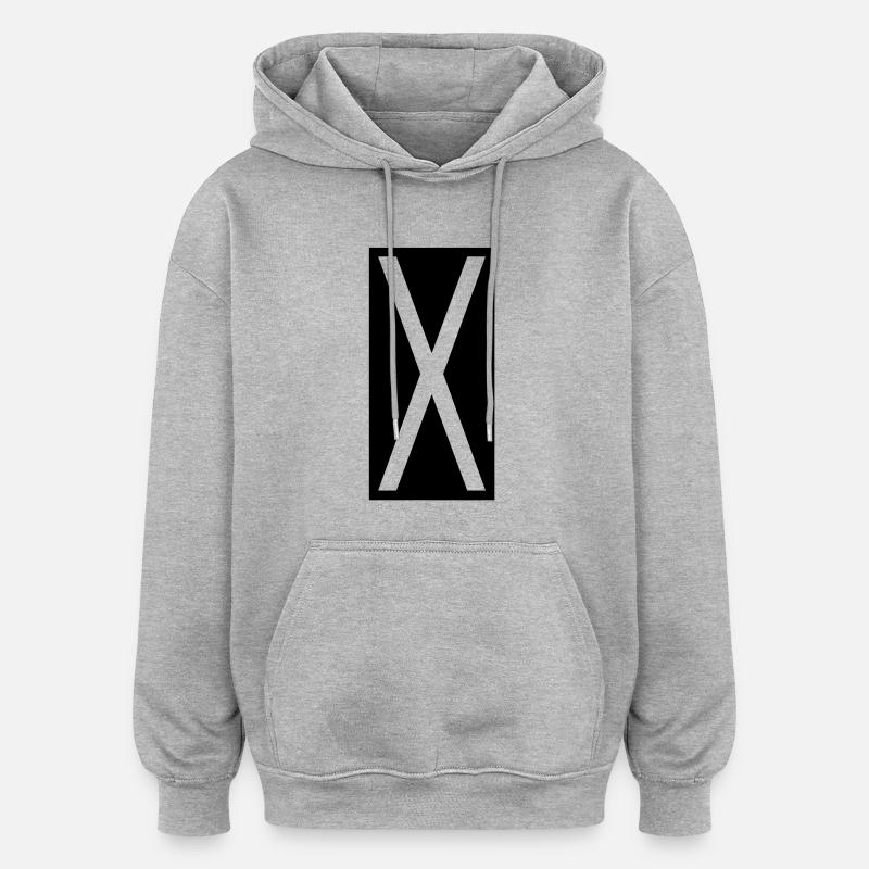 Rectangle X - Sweat à capuche oversize unisexe - gris chiné