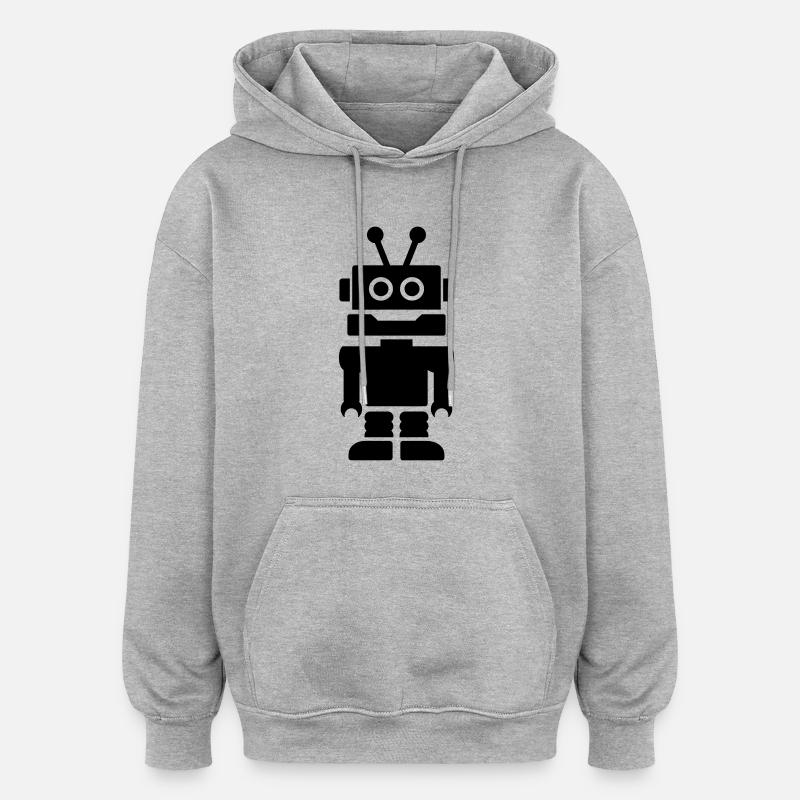 Roboter - Oversized Unisex Hoodie - Grau meliert