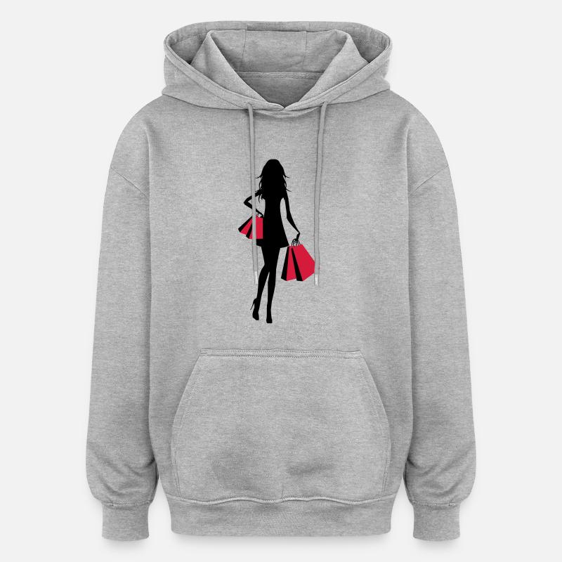 Shopping - Oversized Unisex Hoodie - Grau meliert