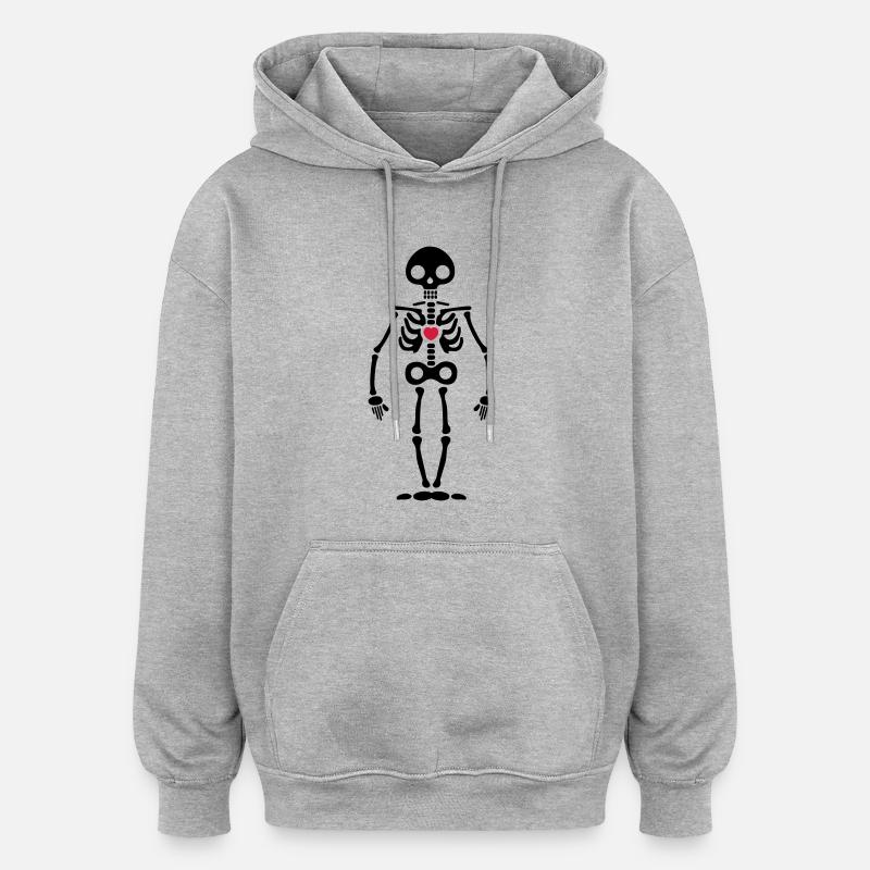 squelette - Sweat à capuche oversize unisexe - gris chiné