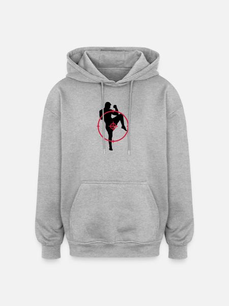 Kickboxing / Kick-Boxeur / Kick Boxing / - Sweat à capuche oversize unisexe - gris chiné