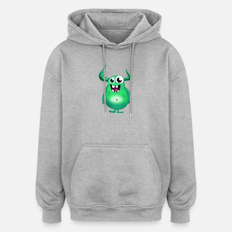 Vert monstre - Sweat à capuche oversize unisexe - gris chiné