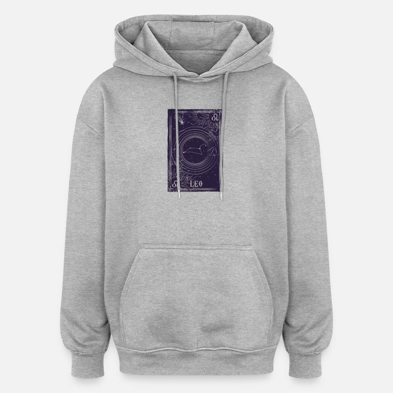 Löwe Sternbild Nachthimmel - Oversized Unisex Hoodie - Grau meliert