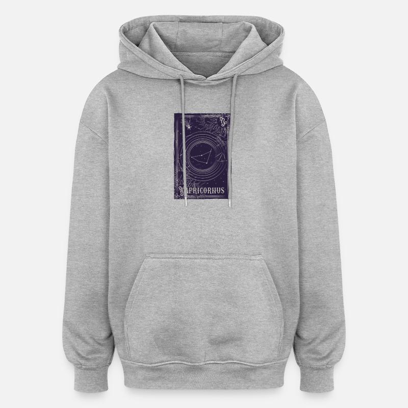 Steinbock Sternbild Ring - Oversized Unisex Hoodie - Grau meliert
