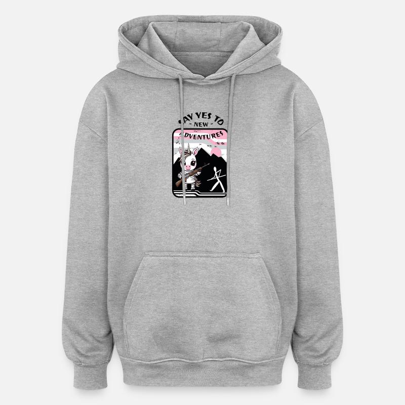 Zebra Unicorn - Oversized Unisex Hoodie - heather grey