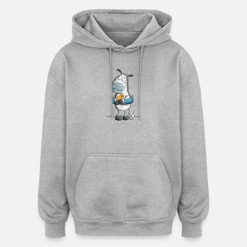 Zebra Summer Beach Float - Oversized Unisex Hoodie - heather grey