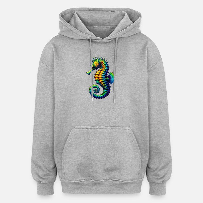 Hippocampe - Sweat à capuche oversize unisexe - gris chiné