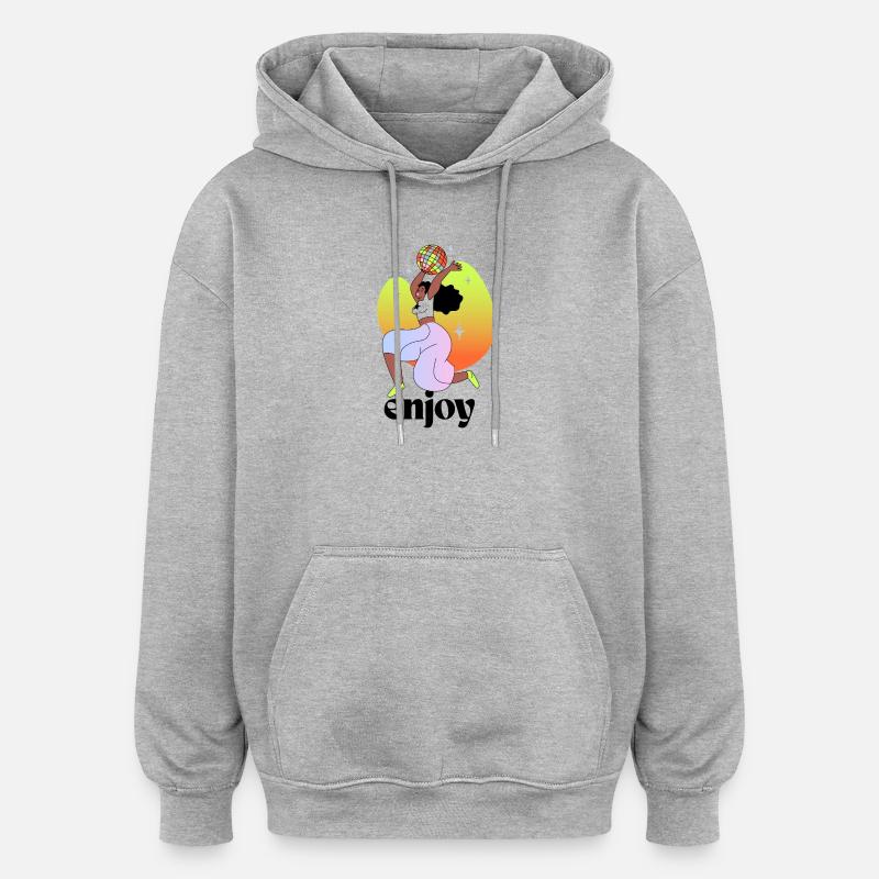 Fröhliche Disco-Vibes Illustration - Oversized Unisex Hoodie - Grau meliert